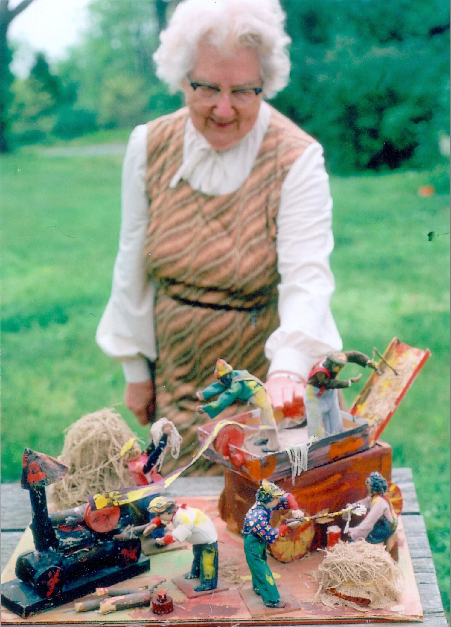 Olive Cardwell with her armature figurines.