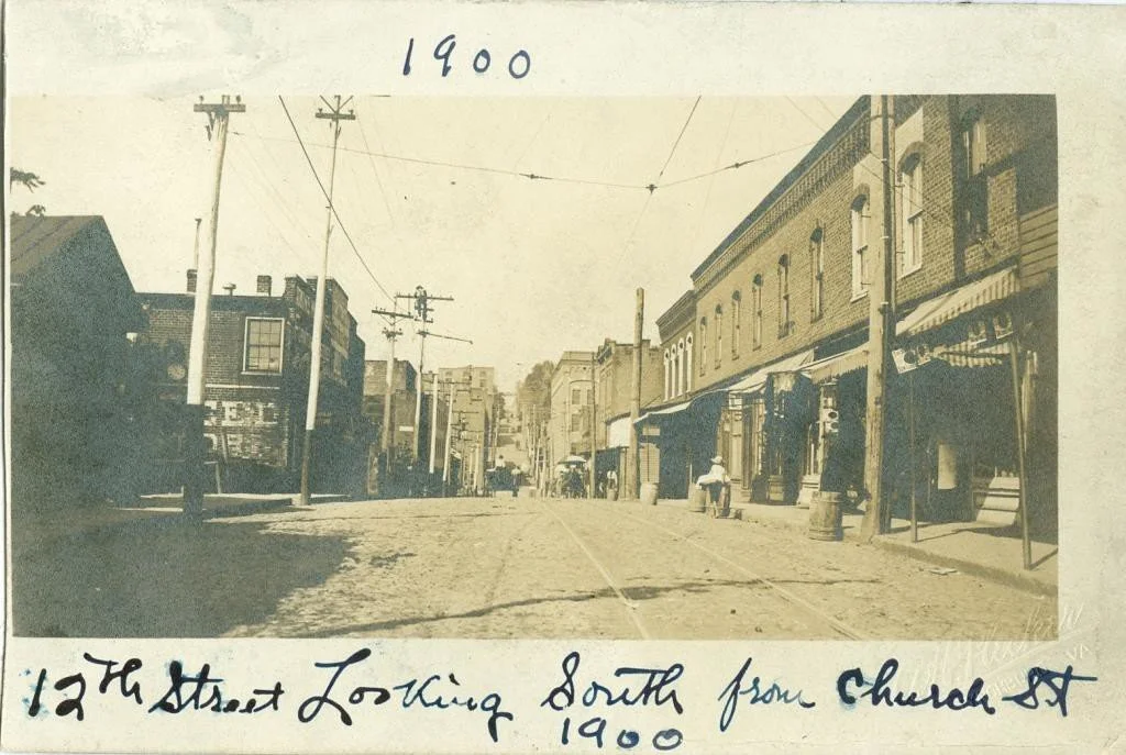  Photograph of Twelfth Street looking south from Church Street, ca. 1900  Lynchburg Museum System Collection, Gift of John C. Desmond  
