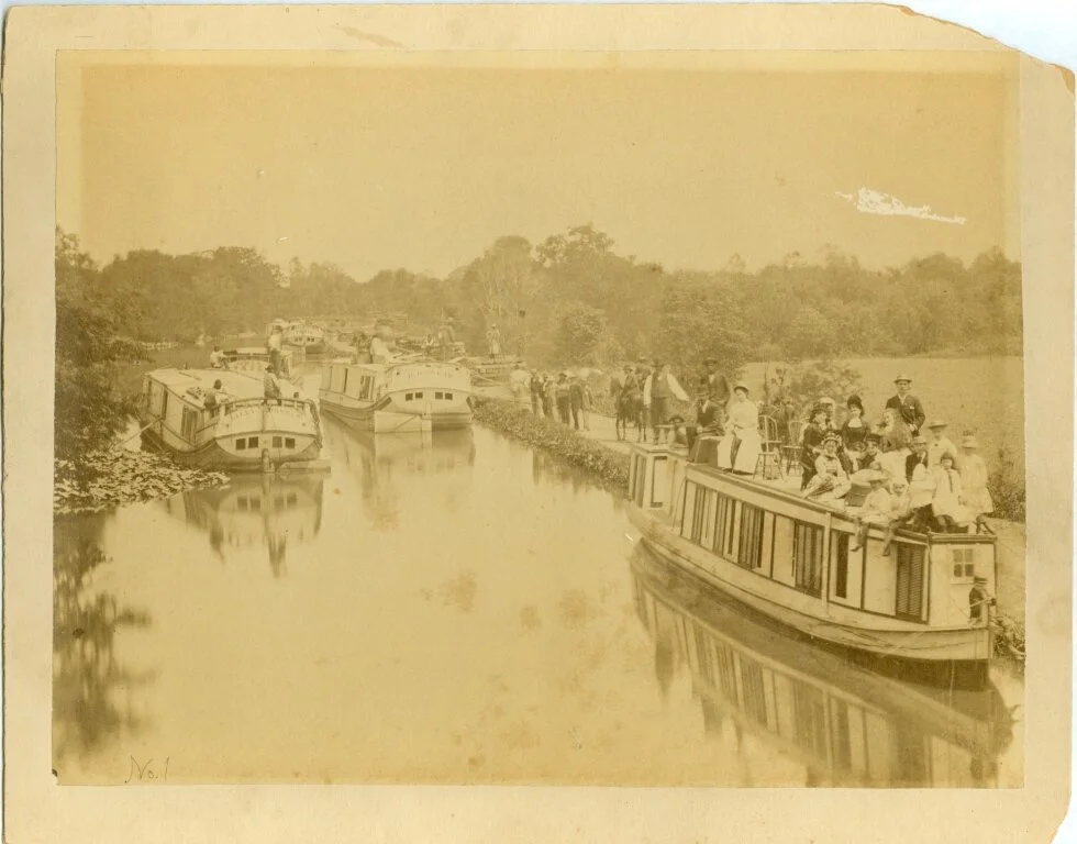  Packet boats on the canal near Lynchburg, circa late 19th century 